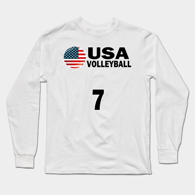 USA Volleyball #7 T-shirt Design Long Sleeve T-Shirt by werdanepo